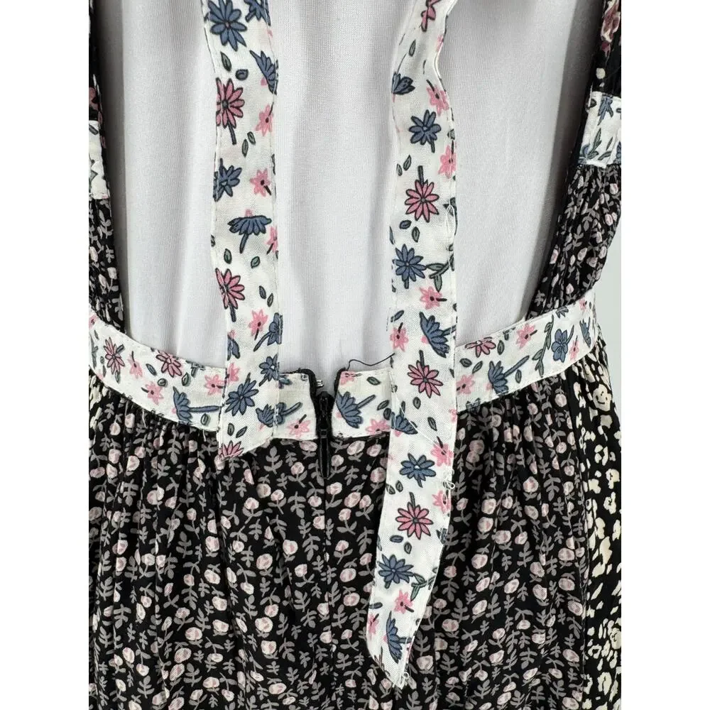 Free People Yesica Mixed Floral Square Neck Tiered Ruffle Maxi Dress Sz 6